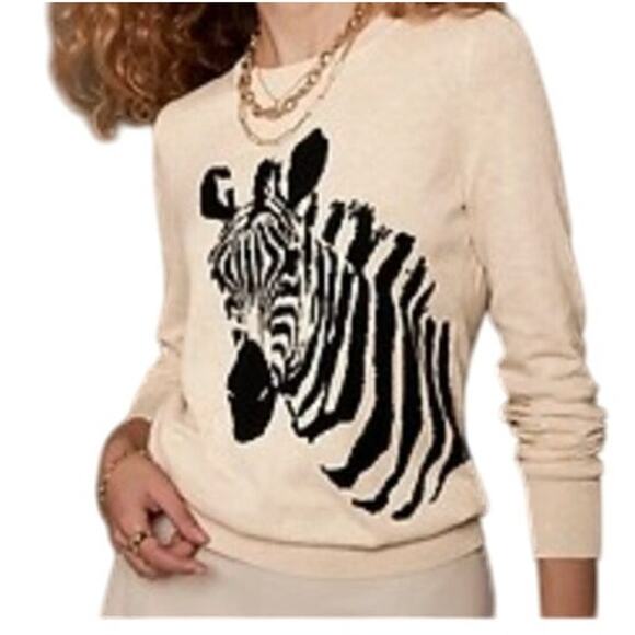 Banana Republic Zebra Cotton Sweater M - Picture 1 of 6